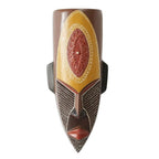 Handcrafted Vibrant African Wood Mask with Aluminum Accents 'True Legend'