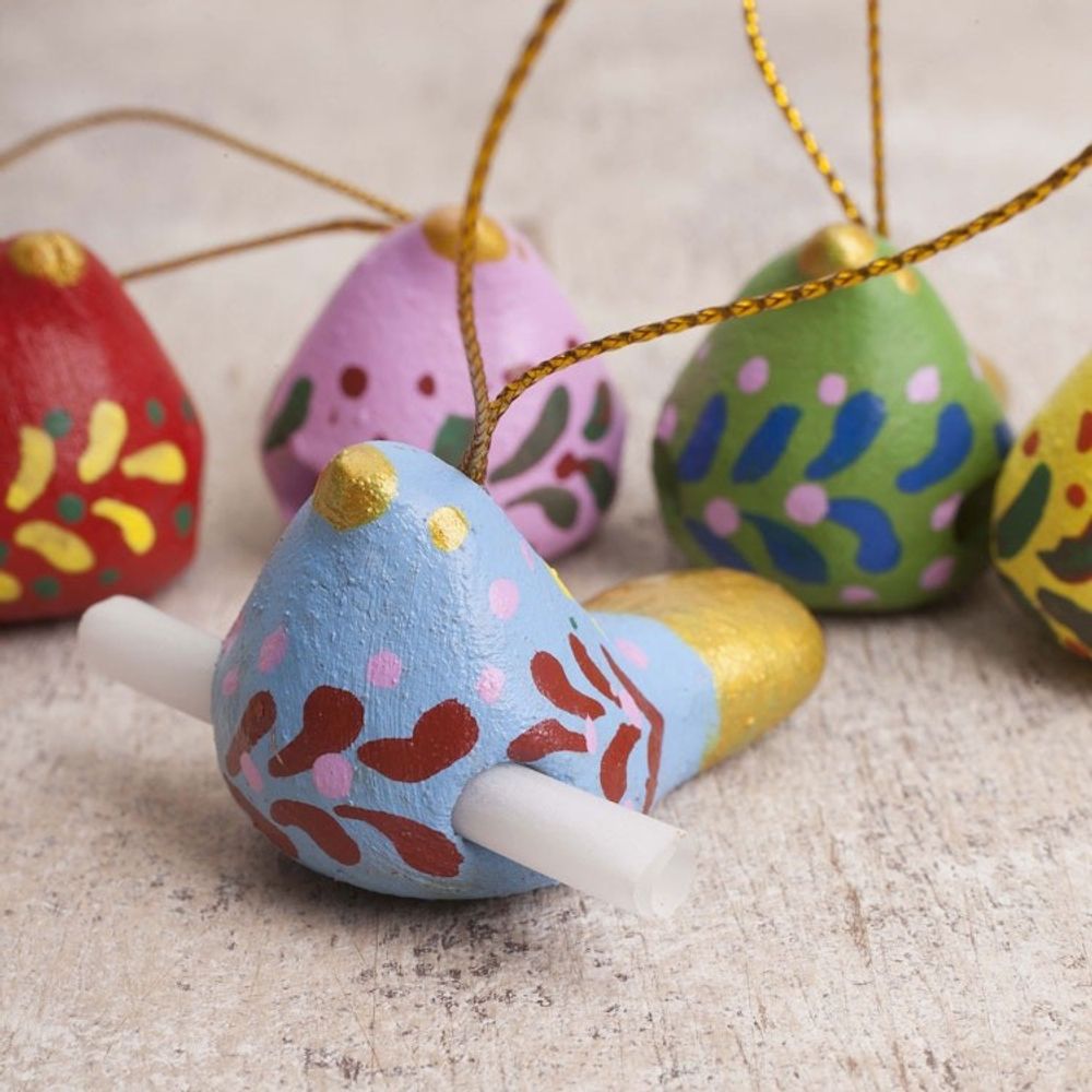 6 Handcrafted Christmas Dove Ceramic Messenger Ornaments 'Christmas Messengers'