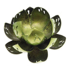 Handcrafted Light Green Steel Lotus Flower Tealight Holder 'Precious Lotus in Light Green'