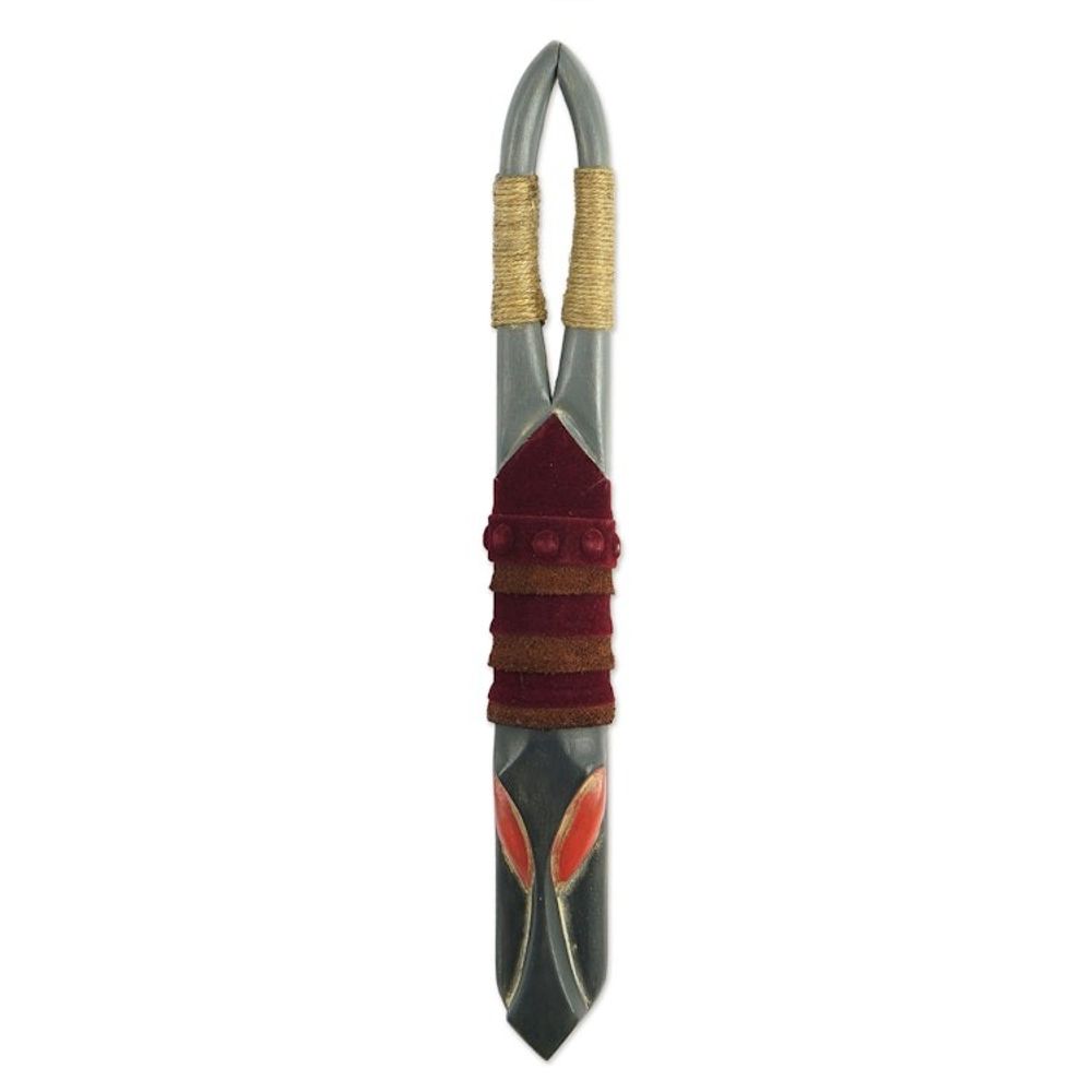 Hand Crafted Ofram Wood and Jute Mask 'Sarkin Kofar Nayibawa'