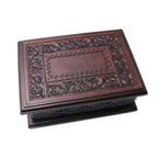 Peruvian Colonial Hand Tooled Brown Leather Jewelry Box 'Spanish Heritage'