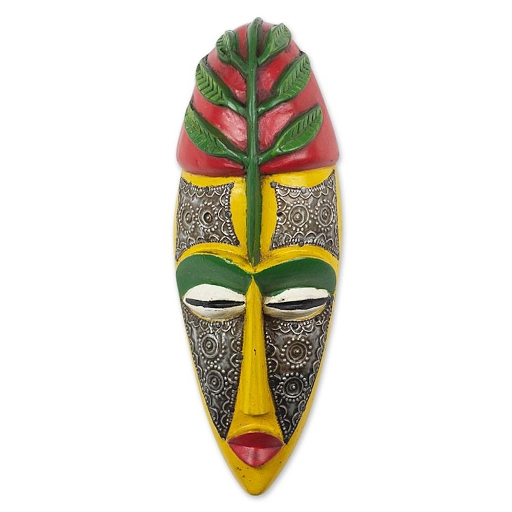 Hand Made Wood and Aluminum Plated Mask 'Elike'