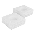Square Marble Tealight Holder with Engraved Vines Pair 'White Garden'