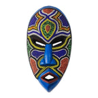 Recycled Plastic Beaded African Wood Mask from Ghana 'Beaded Love'