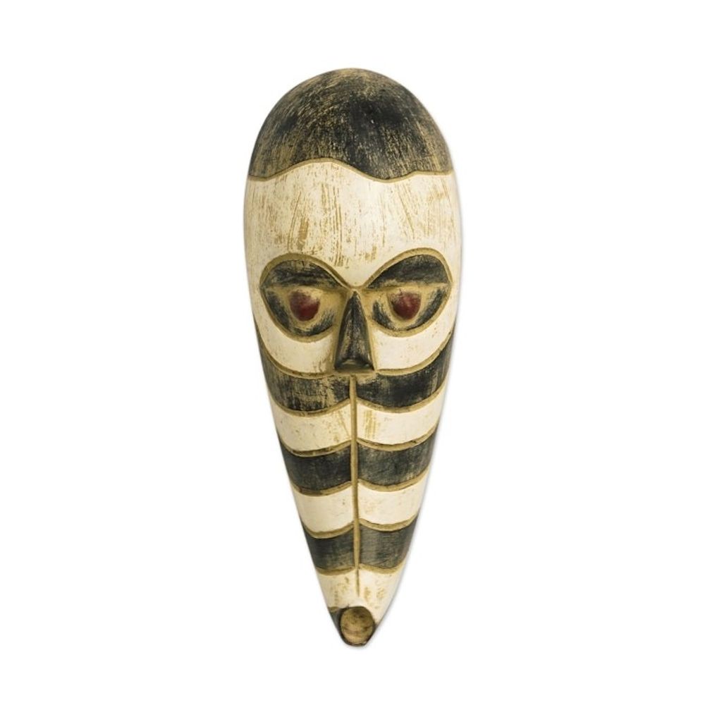 Sese Wood Zebra Mask from Ghana 'Zebra Totem'