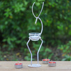 Handcrafted Iron Deer Tealight Holder in White and Gold 'Deer Splendor'