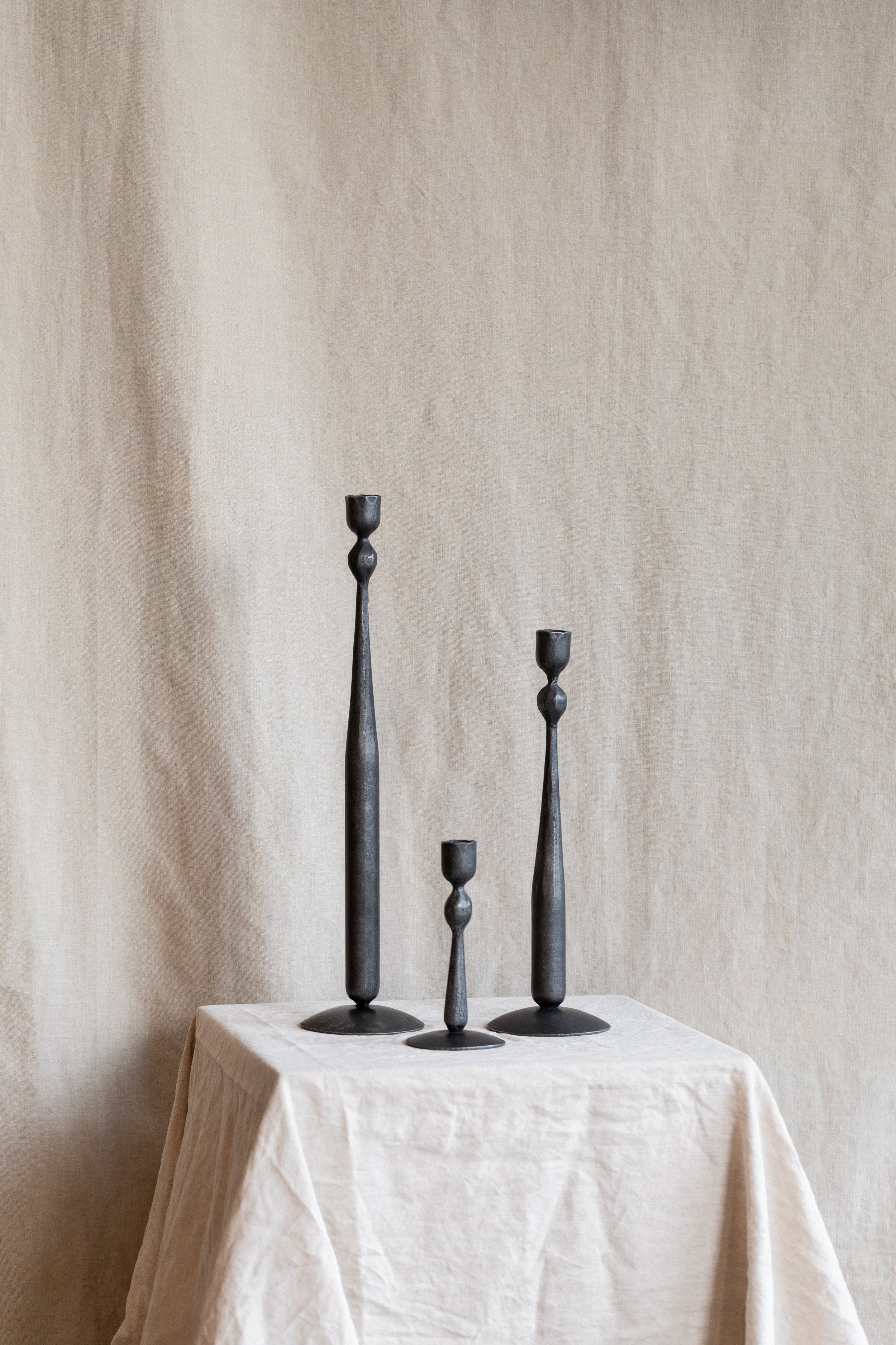 Forged Iron Ball Candle Holders