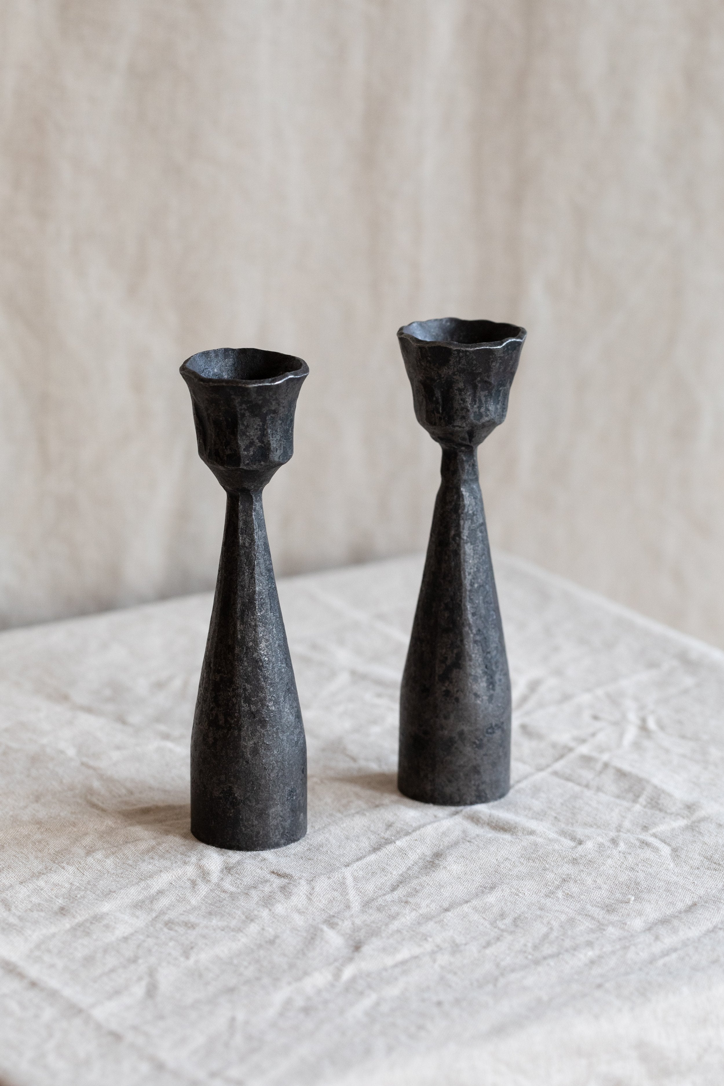 Forged Iron Pipe Candle Holders