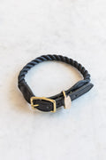 Brass and Black Rope Pet Collar