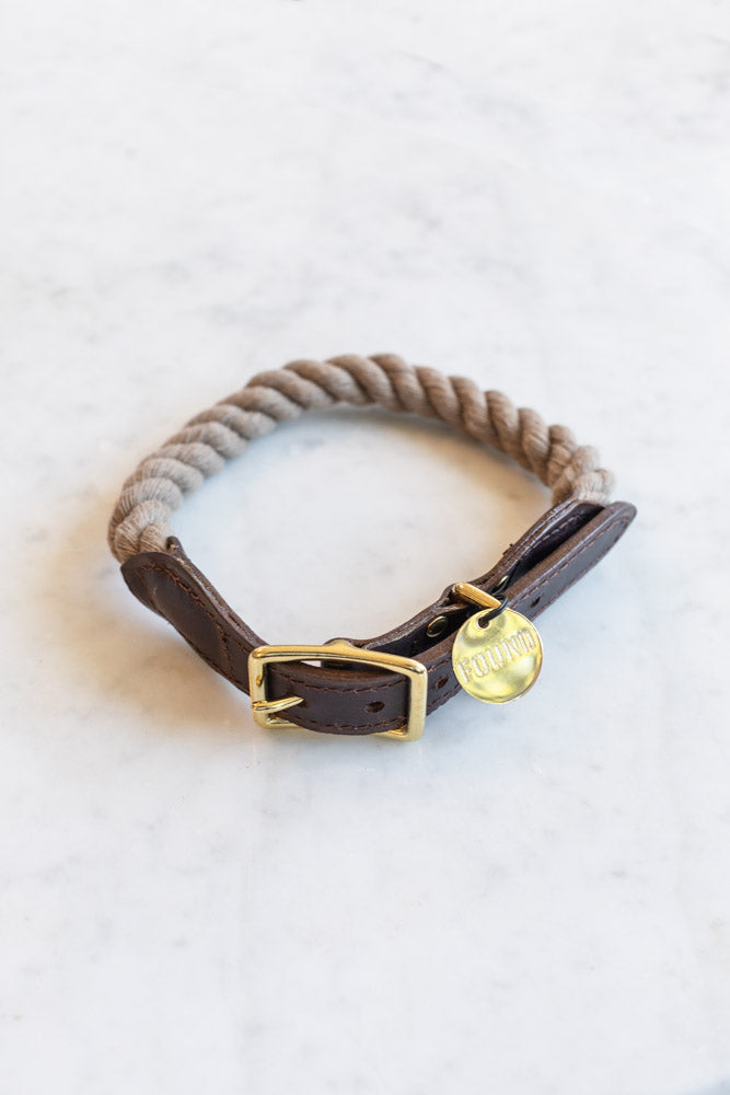 Brass and Natural Rope Pet Collar