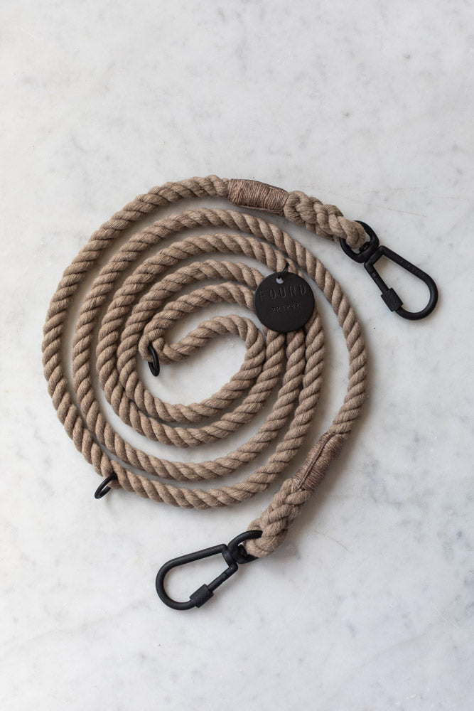 Matte Black and Natural Rope Leash