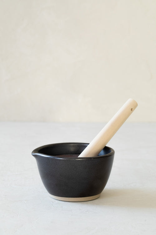 Black Japanese Mortar and Pestle