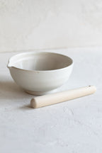 Cream Ceramic Mortar and Pestle Set