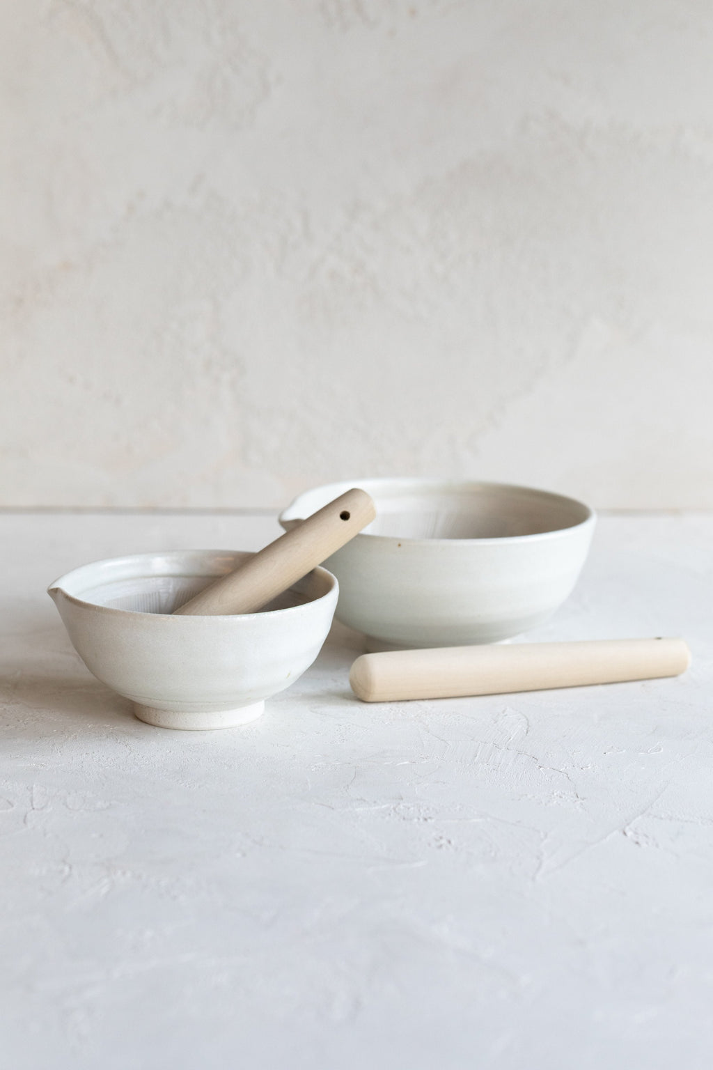 Cream Ceramic Mortar and Pestle Set