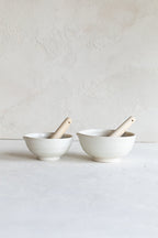 Cream Ceramic Mortar and Pestle Set