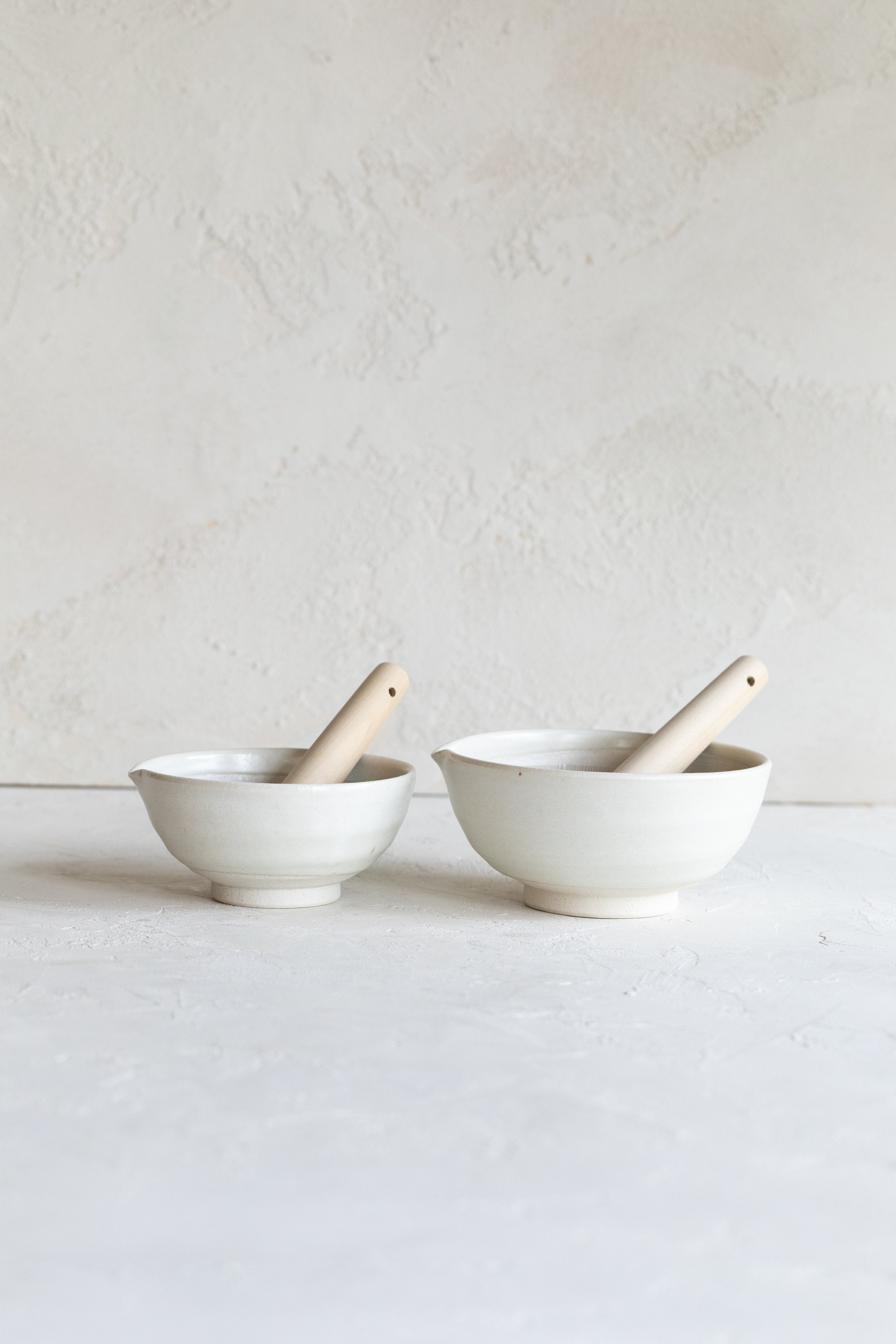 Cream Ceramic Mortar and Pestle Set