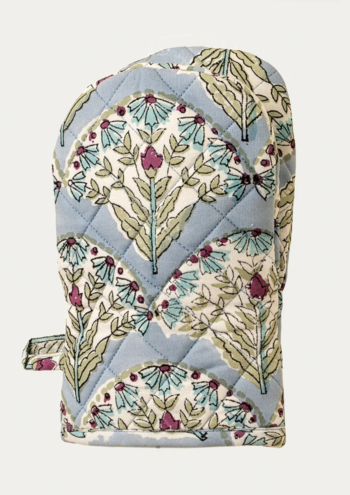 Floral Block Print Oven Mitt