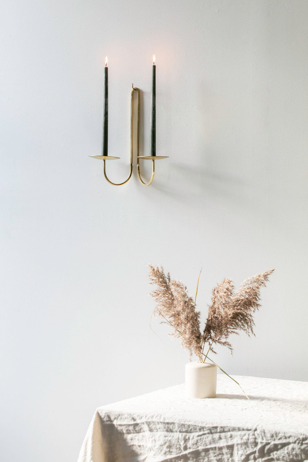 Two Arm Candle Holder - Brass