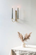 Two Arm Candle Holder - Brass