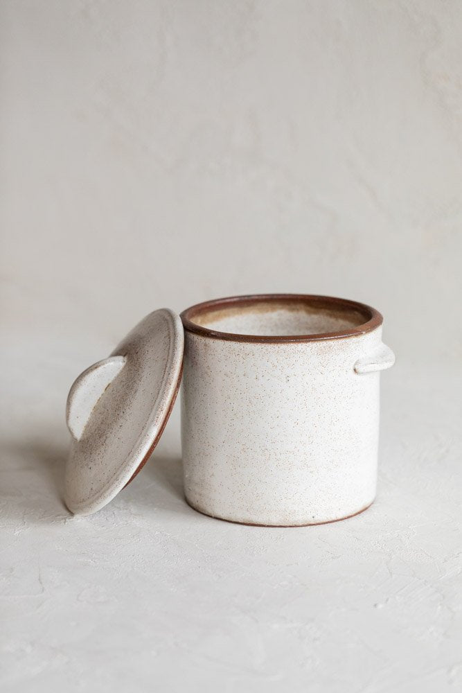 Vintage Stoneware Lidded Crock