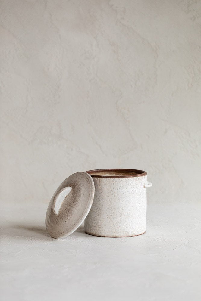 Vintage Stoneware Lidded Crock
